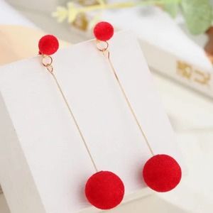 Statement Ear Jewelry Artificial Hair Ball Drop Earrings